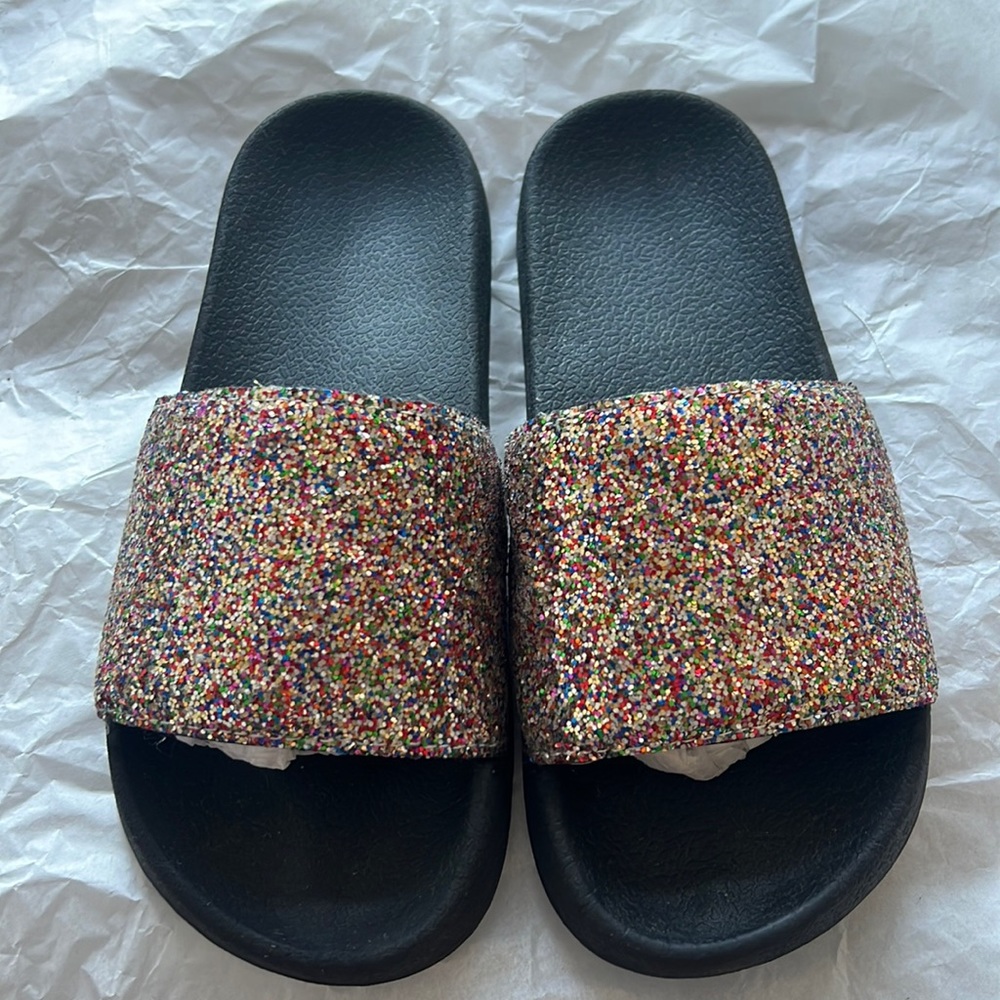 Big Kids Slides (Multicolor Sparkles and Black)